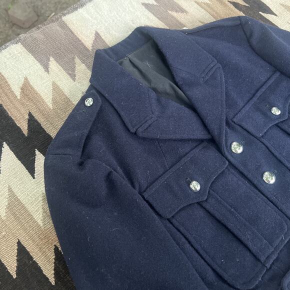 French Military Wool Jacket Navy Crop Small 1950s Vintage CDG Balenciaga Design - Picture 8 of 16